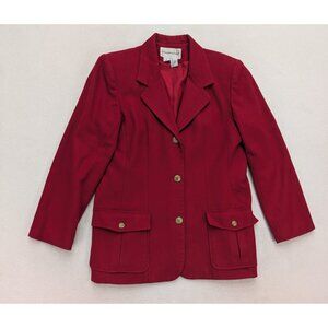Fundamental Things Vintage Women's Blazer Jacket Size 12 Red 100% Wool